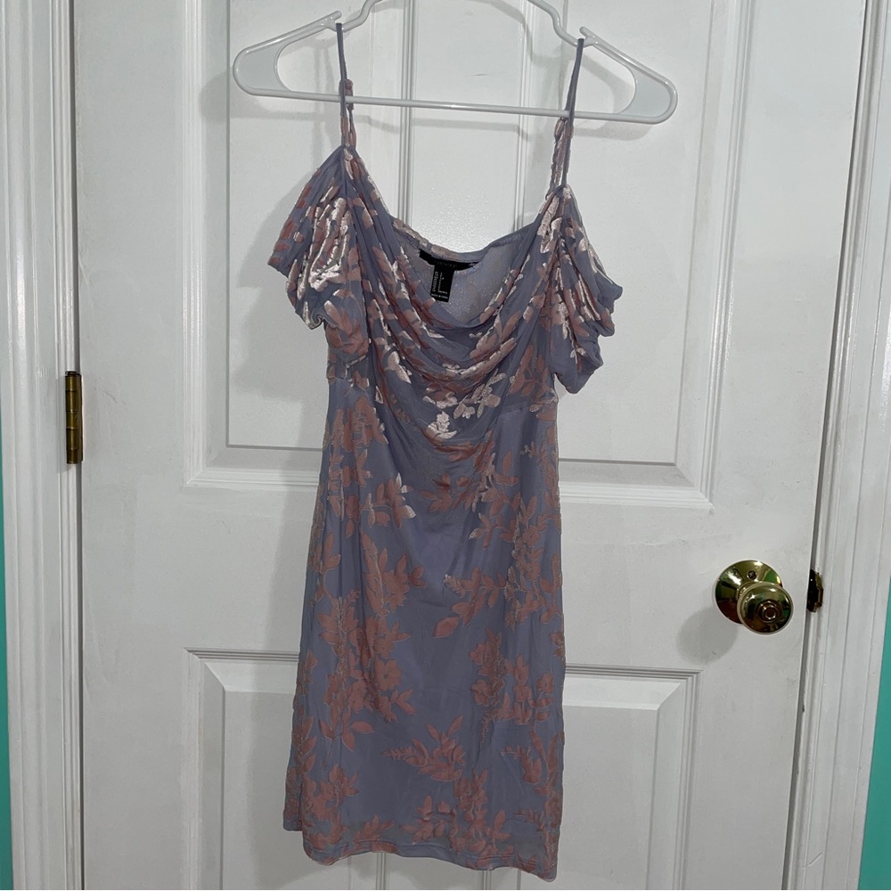 Lavender & Pink Floral Velvet Mini Dress